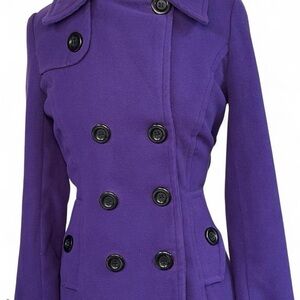 Deb Women's Stylish Purple Pea Coat